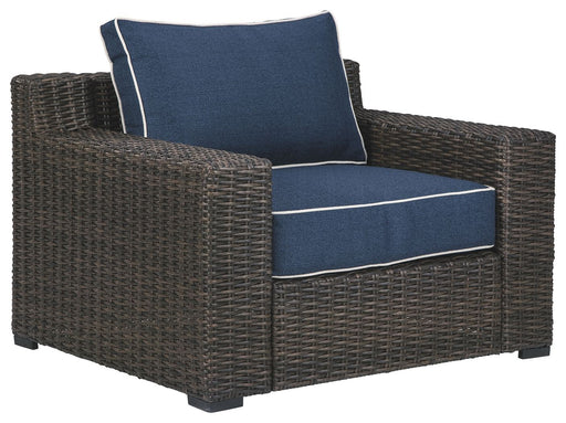 Grasson - Brown / Blue - Lounge Chair W/Cushion Cleveland Home Outlet (OH) - Furniture Store in Middleburg Heights Serving Cleveland, Strongsville, and Online