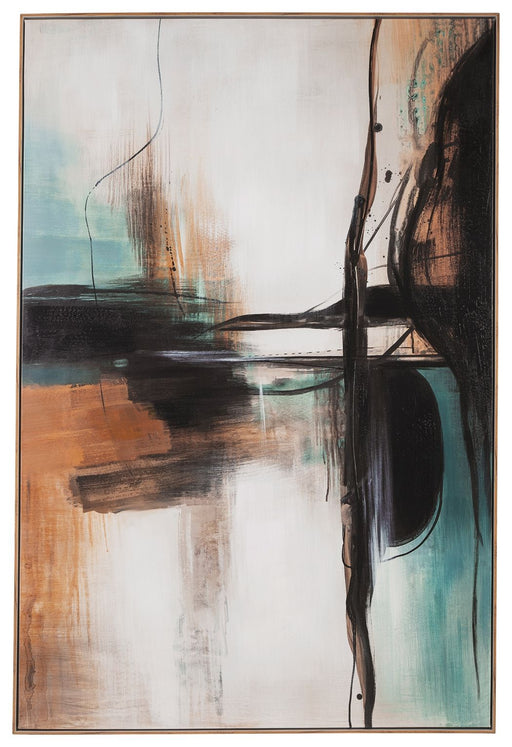 Brunonia - Teal / Orange / Black - Wall Art Cleveland Home Outlet (OH) - Furniture Store in Middleburg Heights Serving Cleveland, Strongsville, and Online