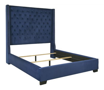 Coralayne - Blue - Queen Uph Footboard With Rails Cleveland Home Outlet (OH) - Furniture Store in Middleburg Heights Serving Cleveland, Strongsville, and Online