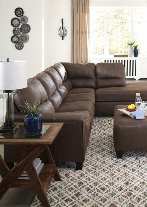Navi - Chestnut - 3 Pc. - Right Arm Facing Corner Chaise 2 Pc Sectional, Ottoman Cleveland Home Outlet (OH) - Furniture Store in Middleburg Heights Serving Cleveland, Strongsville, and Online
