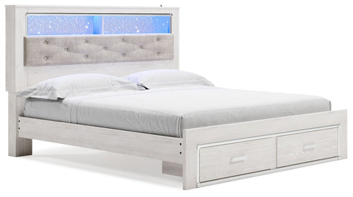 Altyra - White - King Upholstered Bookcase Bed With Storage Cleveland Home Outlet (OH) - Furniture Store in Middleburg Heights Serving Cleveland, Strongsville, and Online