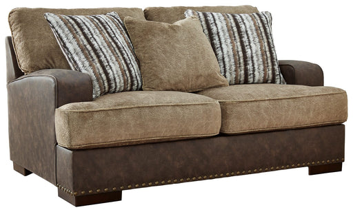 Alesbury - Chocolate - Loveseat Cleveland Home Outlet (OH) - Furniture Store in Middleburg Heights Serving Cleveland, Strongsville, and Online