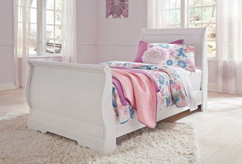 Anarasia - White - Twin Sleigh Rails Cleveland Home Outlet (OH) - Furniture Store in Middleburg Heights Serving Cleveland, Strongsville, and Online