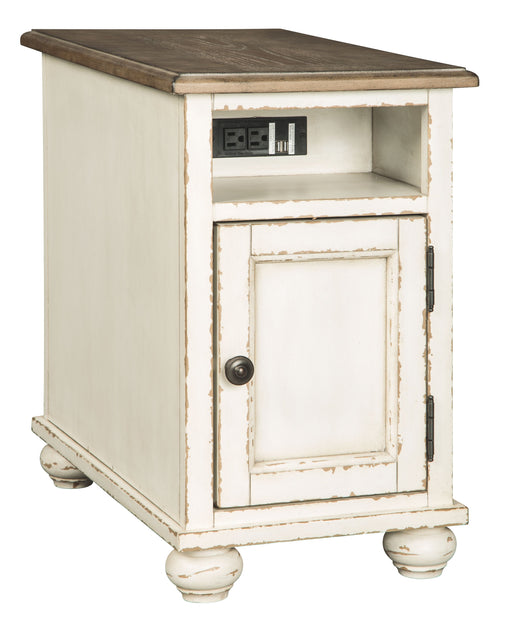 Realyn - White / Brown - Chair Side End Table - Ac / Usb Cleveland Home Outlet (OH) - Furniture Store in Middleburg Heights Serving Cleveland, Strongsville, and Online