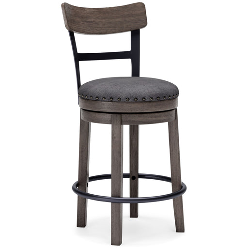 Caitbrook - Gray - Uph Swivel Barstool Cleveland Home Outlet (OH) - Furniture Store in Middleburg Heights Serving Cleveland, Strongsville, and Online