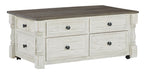 Havalance - White / Gray - Lift Top Cocktail Table With Storage Drawers Cleveland Home Outlet (OH) - Furniture Store in Middleburg Heights Serving Cleveland, Strongsville, and Online