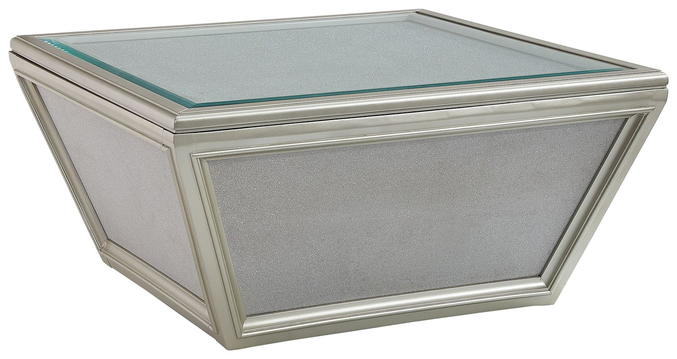 Traleena - Silver Finish - Square Cocktail Table Cleveland Home Outlet (OH) - Furniture Store in Middleburg Heights Serving Cleveland, Strongsville, and Online