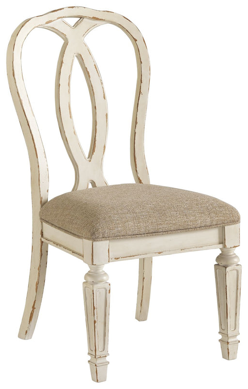 Realyn - Chipped White - Dining UPH Side Chair Cleveland Home Outlet (OH) - Furniture Store in Middleburg Heights Serving Cleveland, Strongsville, and Online