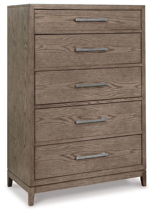 Chrestner - Gray - Five Drawer Chest Cleveland Home Outlet (OH) - Furniture Store in Middleburg Heights Serving Cleveland, Strongsville, and Online
