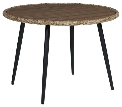 Amaris - Brown / Black - Round Dining Table Cleveland Home Outlet (OH) - Furniture Store in Middleburg Heights Serving Cleveland, Strongsville, and Online