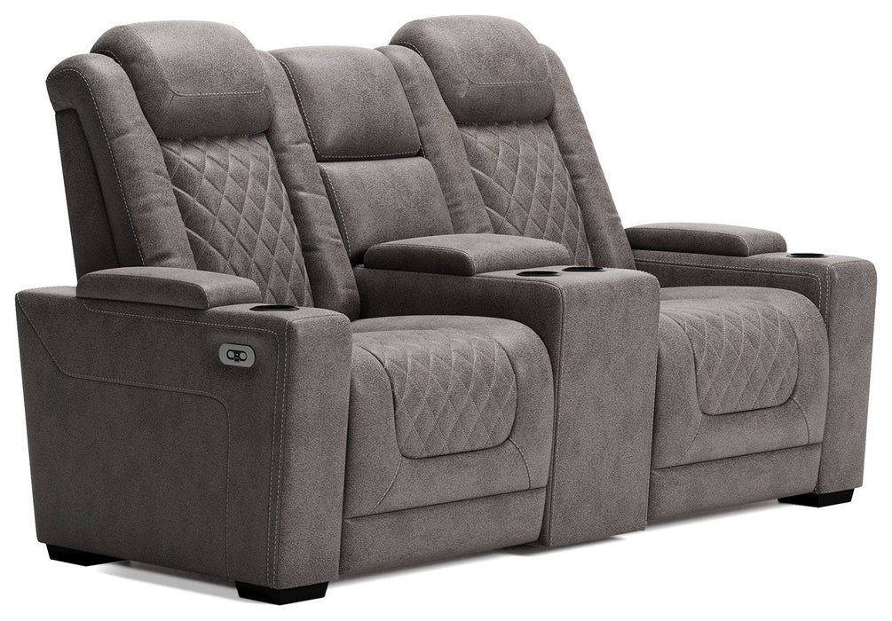 Hyllmont - Gray - Pwr Rec Loveseat/Con/Adj Hdrst Cleveland Home Outlet (OH) - Furniture Store in Middleburg Heights Serving Cleveland, Strongsville, and Online