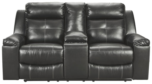 Kempten - Black - Dbl Rec Loveseat W/Console Cleveland Home Outlet (OH) - Furniture Store in Middleburg Heights Serving Cleveland, Strongsville, and Online