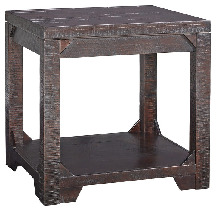 Rogness - Rustic Brown - Rectangular End Table Cleveland Home Outlet (OH) - Furniture Store in Middleburg Heights Serving Cleveland, Strongsville, and Online