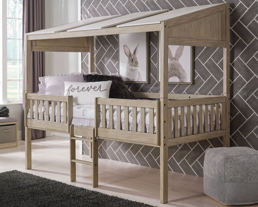 Wrenalyn - White / Brown / Beige - Twin Loft Bed With Roof Panels Cleveland Home Outlet (OH) - Furniture Store in Middleburg Heights Serving Cleveland, Strongsville, and Online