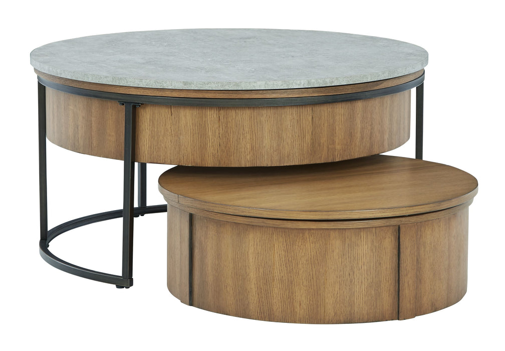Fridley - Gray / Brown / Black - Nesting Cocktail Tables (Set of 2) Cleveland Home Outlet (OH) - Furniture Store in Middleburg Heights Serving Cleveland, Strongsville, and Online