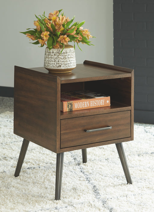 Calmoni - Brown - Square End Table Cleveland Home Outlet (OH) - Furniture Store in Middleburg Heights Serving Cleveland, Strongsville, and Online