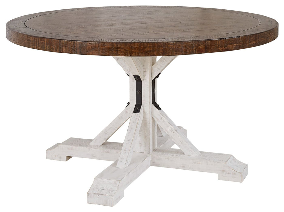 Valebeck - White - Round Dining Room Table Base Cleveland Home Outlet (OH) - Furniture Store in Middleburg Heights Serving Cleveland, Strongsville, and Online