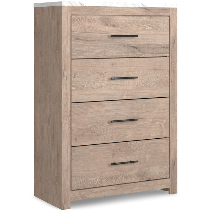 Senniberg - Light Brown / White - Four Drawer Chest Cleveland Home Outlet (OH) - Furniture Store in Middleburg Heights Serving Cleveland, Strongsville, and Online