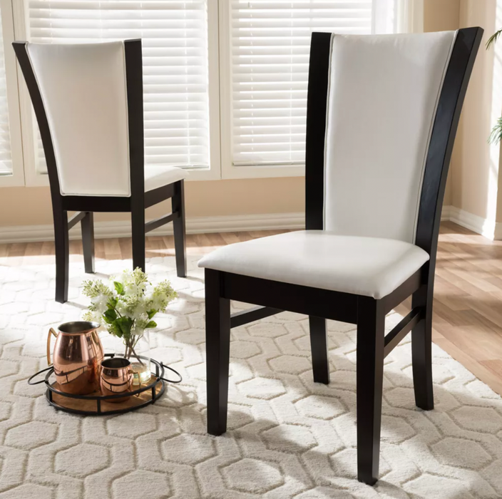 Set of 2 Adley Modern And Contemporary Finished Faux Leather Dining Chairs White/Dark Brown Cleveland Home Outlet (OH) - Furniture Store in Middleburg Heights Serving Cleveland, Strongsville, and Online