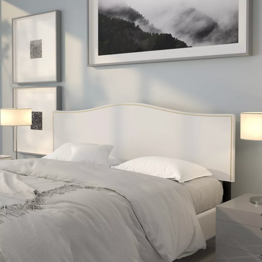 Flash Furniture Lexington Arched Upholstered Headboard with Accent Nail Trim King White Cleveland Home Outlet (OH) - Furniture Store in Middleburg Heights Serving Cleveland, Strongsville, and Online
