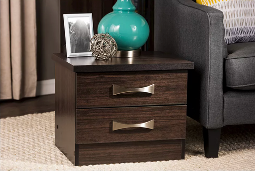 Colburn Modern And Contemporary 2 - Drawer Wood Storage Nightstand Bedside Table - Dark Brown Finish Cleveland Home Outlet (OH) - Furniture Store in Middleburg Heights Serving Cleveland, Strongsville, and Online