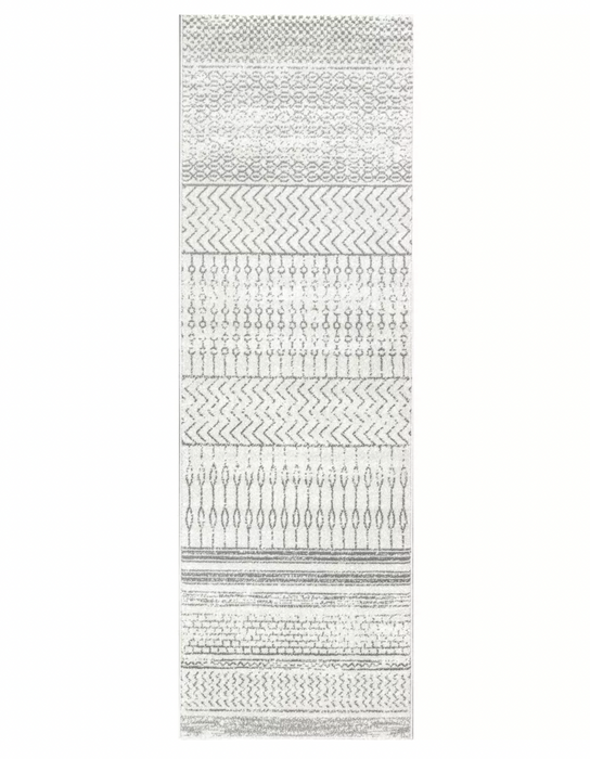 2'6"X10' Gray nuLOOM Nova Bohemian Striped Area Rug