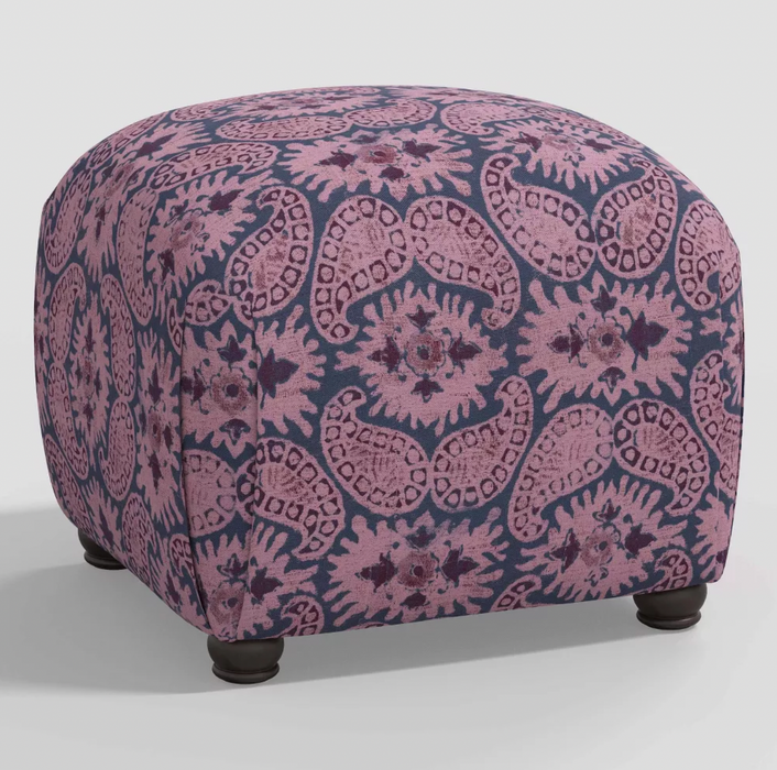 Poppy Ottoman in Damask Goa Paisley Indigo Cleveland Home Outlet (OH) - Furniture Store in Middleburg Heights Serving Cleveland, Strongsville, and Online