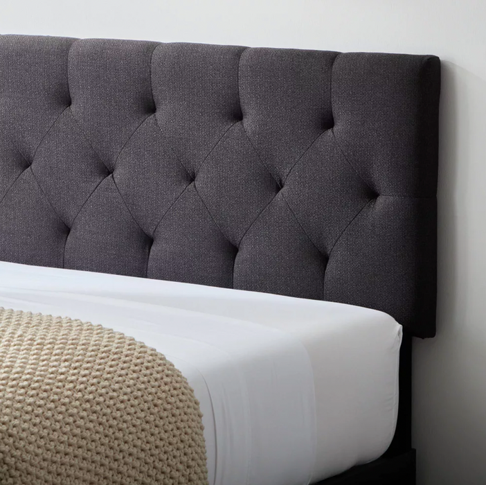 Queen Emmie Adjustable Upholstered Headboard with Diamond Tufting Charcoal Cleveland Home Outlet (OH) - Furniture Store in Middleburg Heights Serving Cleveland, Strongsville, and Online