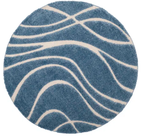 Round 4' Stacie Abstract Blue/Cream Area Rug Cleveland Home Outlet (OH) - Furniture Store in Middleburg Heights Serving Cleveland, Strongsville, and Online