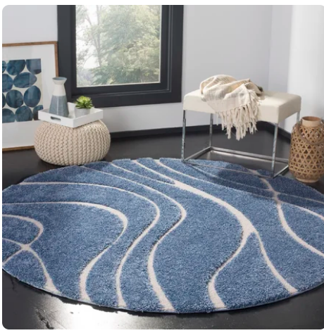 Round 4' Stacie Abstract Blue/Cream Area Rug Cleveland Home Outlet (OH) - Furniture Store in Middleburg Heights Serving Cleveland, Strongsville, and Online