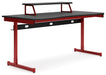 Lynxtyn - Red / Black - Home Office Desk With Raised Monitor Stand Cleveland Home Outlet (OH) - Furniture Store in Middleburg Heights Serving Cleveland, Strongsville, and Online