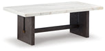 Burkhaus - White/dark Brown - Rectangular Cocktail Table Cleveland Home Outlet (OH) - Furniture Store in Middleburg Heights Serving Cleveland, Strongsville, and Online