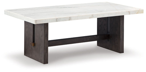Burkhaus - White/dark Brown - Rectangular Cocktail Table Cleveland Home Outlet (OH) - Furniture Store in Middleburg Heights Serving Cleveland, Strongsville, and Online