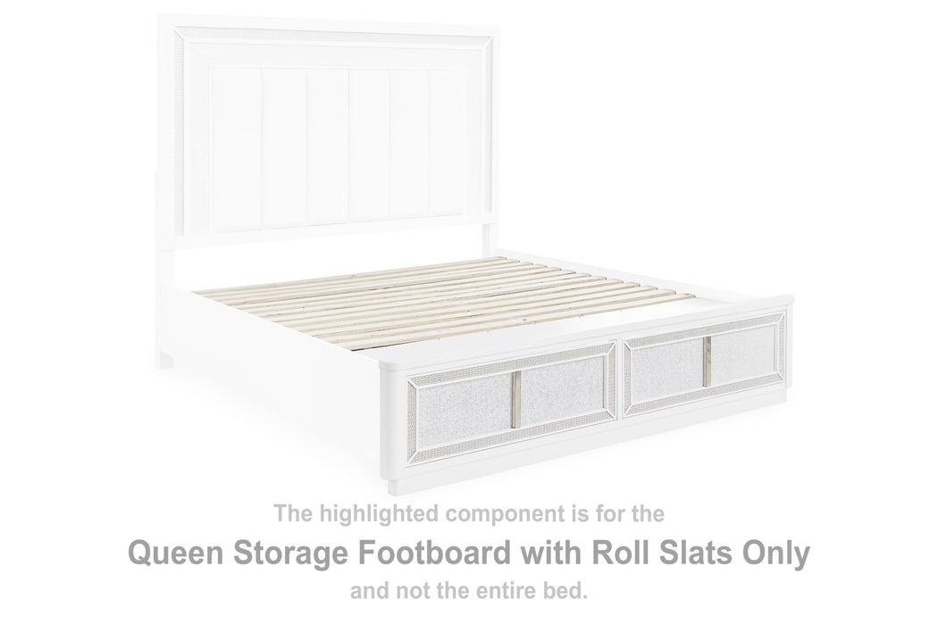 Chalanna - White - Queen Storage Footboard With Roll Slats