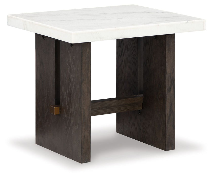 Burkhaus - White/dark Brown - Rectangular End Table Cleveland Home Outlet (OH) - Furniture Store in Middleburg Heights Serving Cleveland, Strongsville, and Online