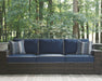 Grasson - Brown / Blue - Sofa With Cushion Cleveland Home Outlet (OH) - Furniture Store in Middleburg Heights Serving Cleveland, Strongsville, and Online