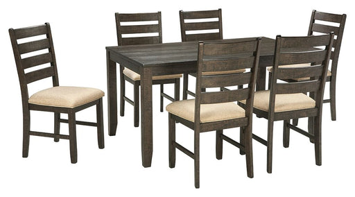 Rokane - Brown - Dining Room Table Set (Set of 7) Cleveland Home Outlet (OH) - Furniture Store in Middleburg Heights Serving Cleveland, Strongsville, and Online