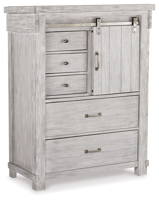 Brashland - White - Five Drawer Chest - Distressed Finish Cleveland Home Outlet (OH) - Furniture Store in Middleburg Heights Serving Cleveland, Strongsville, and Online