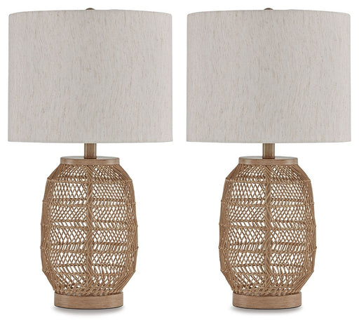 Orenman - Light Brown - Rattan Table Lamp (Set of 2) Cleveland Home Outlet (OH) - Furniture Store in Middleburg Heights Serving Cleveland, Strongsville, and Online