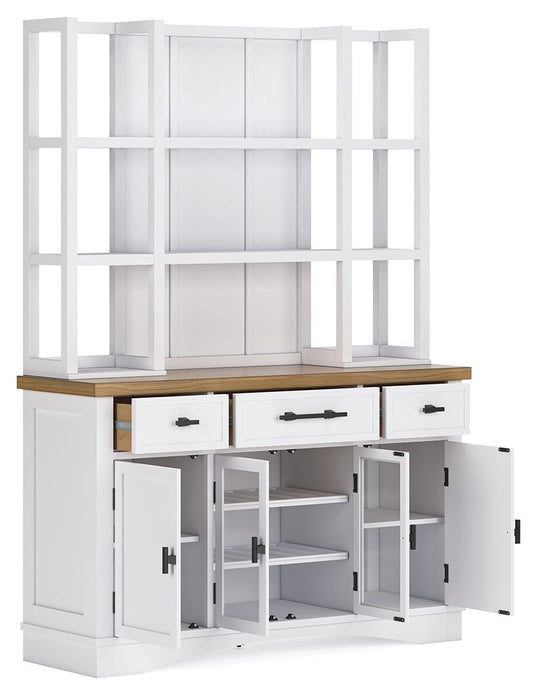 Ashbryn - White / Natural - Dining Server And Hutch
