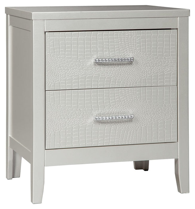 Olivet - Silver - Two Drawer Night Stand Cleveland Home Outlet (OH) - Furniture Store in Middleburg Heights Serving Cleveland, Strongsville, and Online