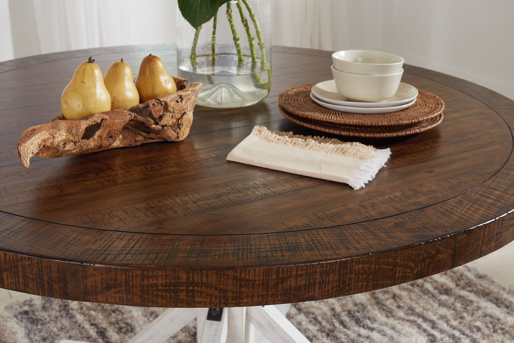 Valebeck - White / Brown - Dining Table
