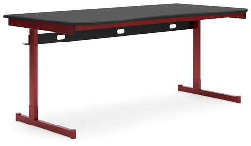Lynxtyn - Red / Black - Home Office Desk Cleveland Home Outlet (OH) - Furniture Store in Middleburg Heights Serving Cleveland, Strongsville, and Online