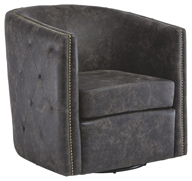 Brentlow - Distressed Black - Swivel Chair Cleveland Home Outlet (OH) - Furniture Store in Middleburg Heights Serving Cleveland, Strongsville, and Online
