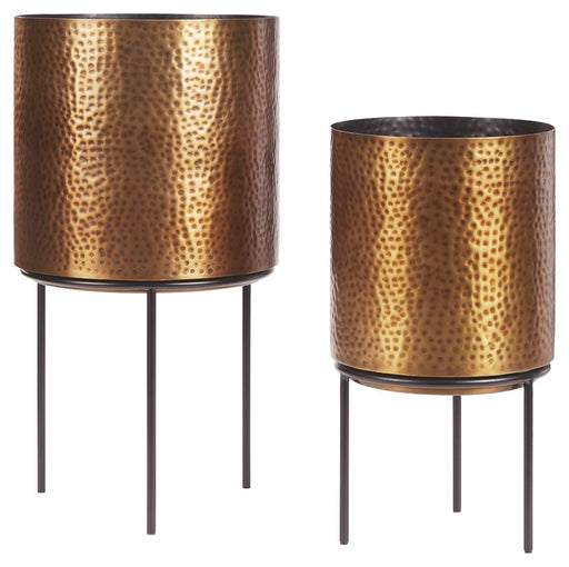 Donisha - Antique Brass Finish - Planter Set Cleveland Home Outlet (OH) - Furniture Store in Middleburg Heights Serving Cleveland, Strongsville, and Online
