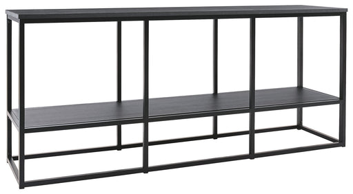 Yarlow - Black - Extra Large TV Stand - Open Shelves Cleveland Home Outlet (OH) - Furniture Store in Middleburg Heights Serving Cleveland, Strongsville, and Online