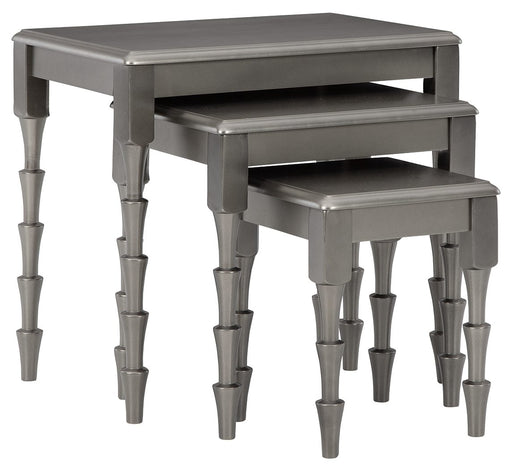 Larkendale - Metallic Gray - Accent Table Set (Set of 3) Cleveland Home Outlet (OH) - Furniture Store in Middleburg Heights Serving Cleveland, Strongsville, and Online