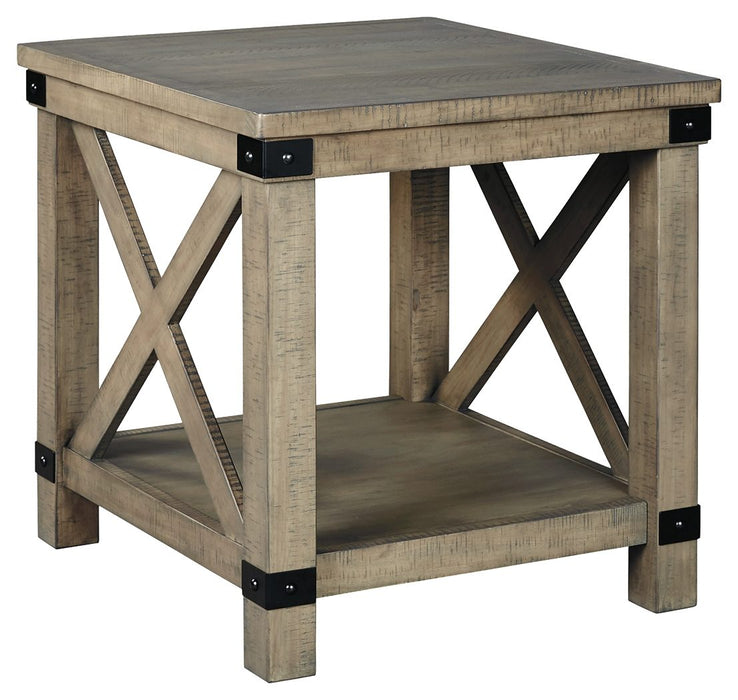 Aldwin - Gray - Rectangular End Table - Crossbuck Styling Cleveland Home Outlet (OH) - Furniture Store in Middleburg Heights Serving Cleveland, Strongsville, and Online