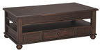 Barilanni - Dark Brown - Lift Top Cocktail Table Cleveland Home Outlet (OH) - Furniture Store in Middleburg Heights Serving Cleveland, Strongsville, and Online