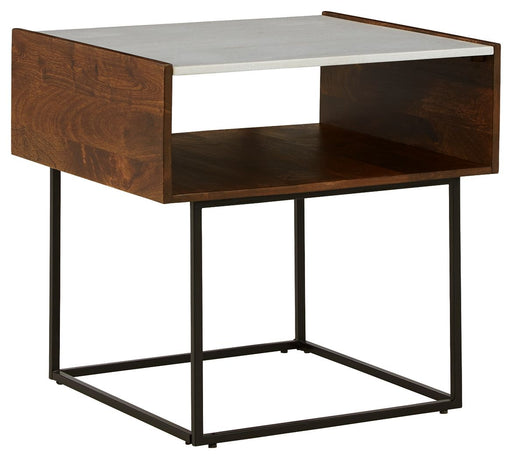 Rusitori - Brown / Beige / White - Rectangular End Table Cleveland Home Outlet (OH) - Furniture Store in Middleburg Heights Serving Cleveland, Strongsville, and Online